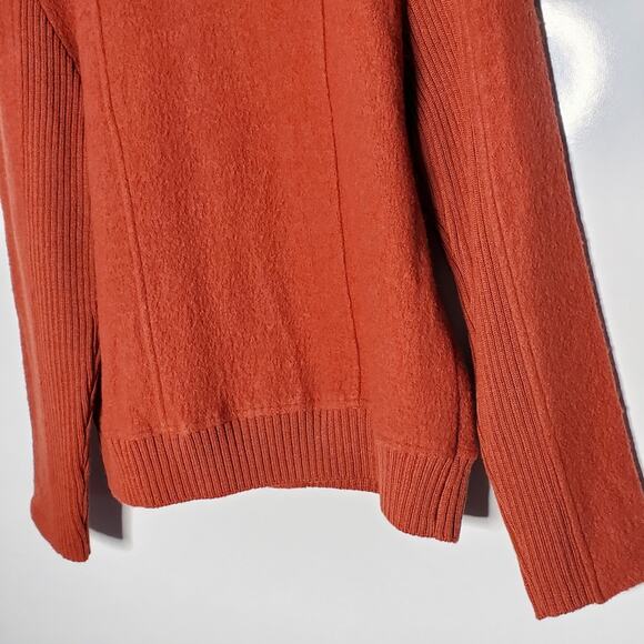 David Brooks Orange Boiled wool paneled ribbed sleeve zip up jacket - Picture 6 of 8